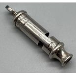 A rare Birmingham silver Met Police whistle, J Hudson & Co, Birmingham 1915, stamped THE