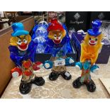 Three Murano Art Glass clown figurines.