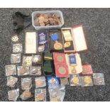 A Large collection of Masonic coins/ tokens and various medallions to include silver Buffalo