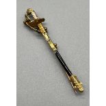 A 14ct yellow gold and enamel Royal Naval officers Sword Brooch. [6cm in length] [5.15grams] [Enamel
