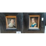 A Pair of oil painting portraits depicting Lady and Gentleman of some importance. Fitted within