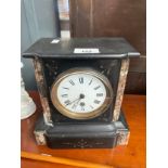 Victorian slate mantel clock- possibly French movement. Comes with key and pendulum.