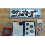 A Selection of mixed coins; 1890 Victoria Half Crown, 1892 Victoria Crown, various crowns, Britain's