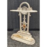 Antique cast iron stick stand painted in white [70x53cm]