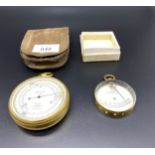 Antique Pocket Barometer and one other; Short & Mason London made for C. Werner & co Pty Ltd.