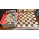 Marble Chess Board with Soap Stone Chess Set