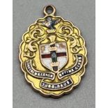 9ct gold and enamel medal with City of London Arms and Motto. [8.11grams]