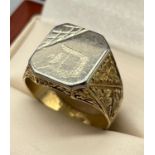 Heavy 18ct yellow gold signet ring. [Ring size S] [12.40grams]