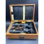 Military Barr & Stroud Ltd Binoculars within a fitted box.