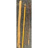 Antique three piece Hardy Brothers split cane fly rod; comes with bamboo case, spare tip and hardy