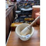 Antique Pestle & Mortar, Antique Kitchen Scales and weights.