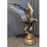 Large Bronze Eagle sculpture sat upon a marble base. [93cm]