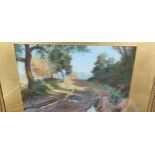 THOMAS BOWMAN GARVIE (BRITISH 1859-1944) Early 20th century oil painting of dirt track road signed