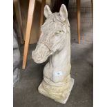 Garden Concrete sculpture of a horses head. Highly detailed.