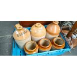 Six various stone ware pots and flagons