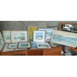Large selection of various artworks, watercolours, tapestries and prints.