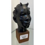 African hand carved lady bust study- by J.D. AKEREDOLU, LACOS, NIGERIA. [17CM HIGH]