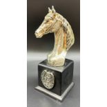 925 Silver filled Horse bust on stand- The Hong Kong Jockey Club [19cm high]