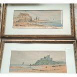 S.E.HALL A pair of antique watercolours depicting coastal scenes. Fitted within moulded gilt frames.