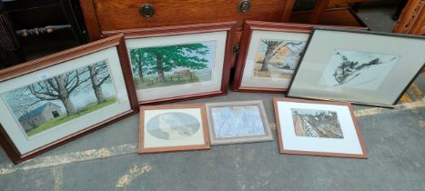 Selection of artworks; A windy Day in Town by G. Y. Cheyne print, Limited edition lithograph 4/20