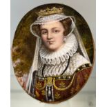 Antique Portrait painting of Mary Queen of Scots- Signed S.A. [11.5X8.5CM]