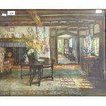 Print titled 'Tudor Cottage' within a ornate frame. [Frame 60x69cm] [44x54cm]