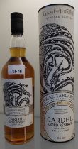 Game of Thrones Limited edition 'House Targaryen' Cardhu Gold Reserve single malt Scotch Whisky. [