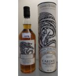 Game of Thrones Limited edition 'House Targaryen' Cardhu Gold Reserve single malt Scotch Whisky. [