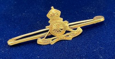 15ct yellow gold military Artillery Sweetheart brooch. 1914. [2.95grams]