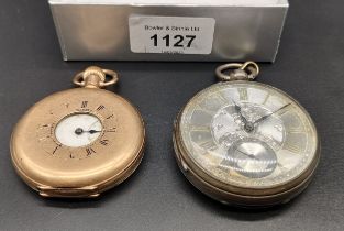 Two antique pocket watches; London silver ornate pocket watch- working and Gold plated Selezi 15