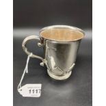 Heavy silver Mappin & Webb ornate drinking mug. [202.75grams]