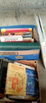 Two boxes of mixed books; The Hurdy Gurdy, The Shetland Bus by David Howarth and various maps etc