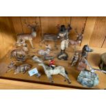 A Collection of Cold painted animals; mostly spelter and Stags