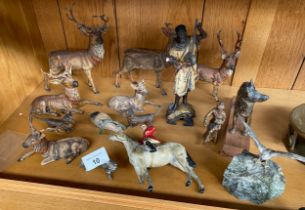 A Collection of Cold painted animals; mostly spelter and Stags