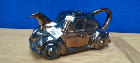 Vintage Tin Glaze Ornamental Volkswagen Beetle tea pot