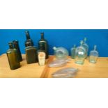 A Collection of antique and vintage glass bottles, Includes unusual bubble style bottle with