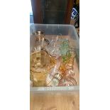 A box of glass ware includes retro lemonade set