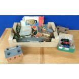 Box of Hornby train accessories and loco's; Hornby Thomas the tank engine, buildings and two other