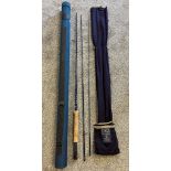 House of Hardy Three piece blue carbon fibre flyrod 'Hardy Elite' 9 FOOT #6. Comes with carry bag