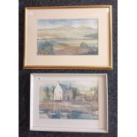 G.Duguid Two framed watercolours depicting country landscapes of 'The Lomond, Fife' and ''Boatmans