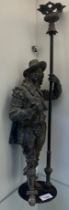 Heavy Antique Cast metal Musketeer figural gas light fitment. [57cm high]