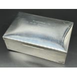 Silver marked Cigar/ cigarette box, Engraved to lid 'Presented to D.H.G. Bonthrone by The Indian