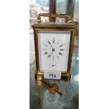 19th century Brass carriage clock- double barrel movement and chime- comes with key- working