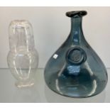Vintage Holmegaard glass wine Carafe, Edwardian etched small decanter and matching drinking glass.