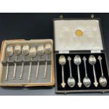 Two boxed sets of six coffee spoons. [Sheffield silver spoons by Mappin & Webb and Birmingham silver