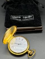 Vintage Jean Pierre full hunter pocket watch, with original box, pouch and guarantee slip with first