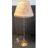 Victorian rise and fall brass lamp and Floral designed shade.[160cm]