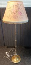Victorian rise and fall brass lamp and Floral designed shade.[160cm]