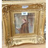 19th century watercolour painting of a religious figure- Signed by the artist- Fitted within a