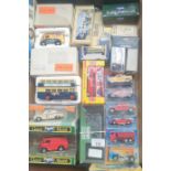 Box of collectable boxed vehicle models; Corgi and Matchbox models